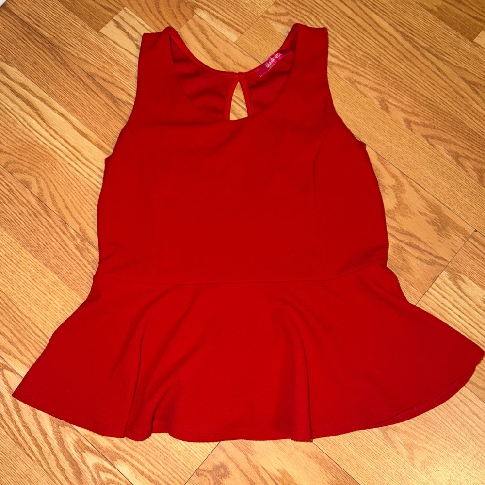 Magenta Red Sleeveless Peplum Blouse